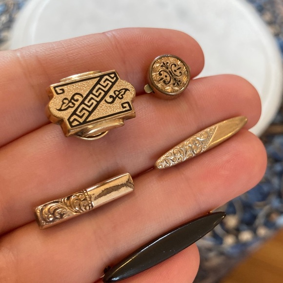 Antique Victorian & Edwardian Parts/Repair Lot, Taille D’epargne Black Enamel - Picture 5 of 10